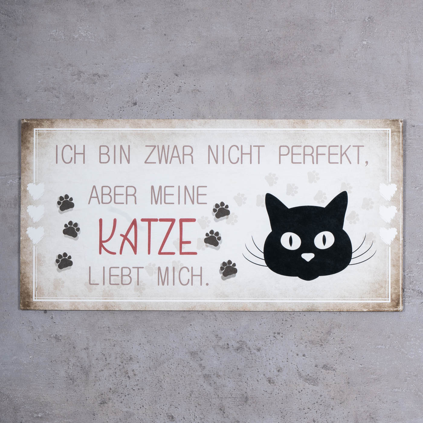 Wandbild 40x20cm Katze Spruch Deko Wandschild Katzenliebhaber Bild Wanddeko Deko