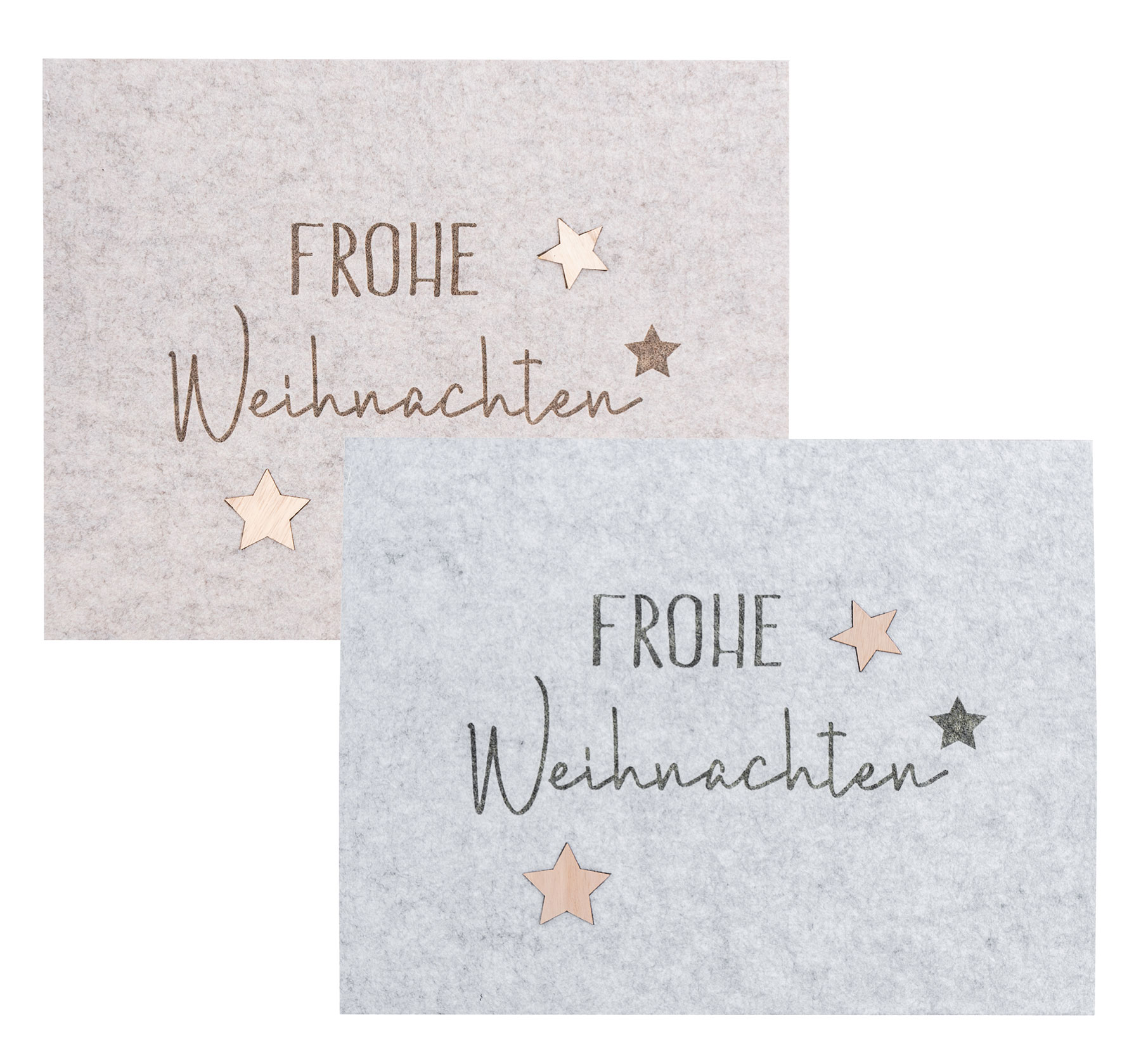 2er Set Platzset Frohe Weihnachten Filz Grau Beige Tischset XMAS Tischdeko Deko