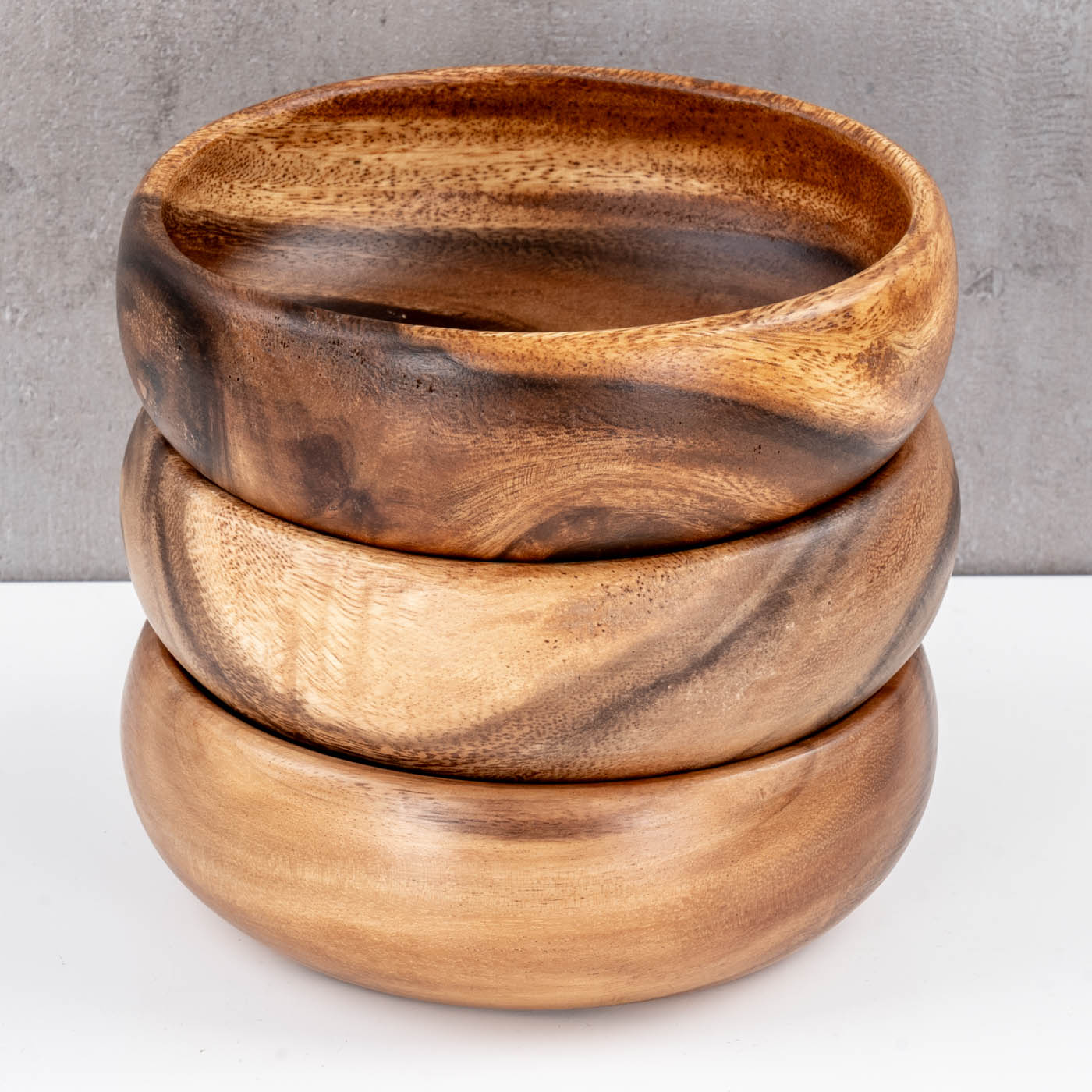 3er Set Snackschale Holz Akazie Ø15cm Rund Schale Obstschale Dekoschale Deko