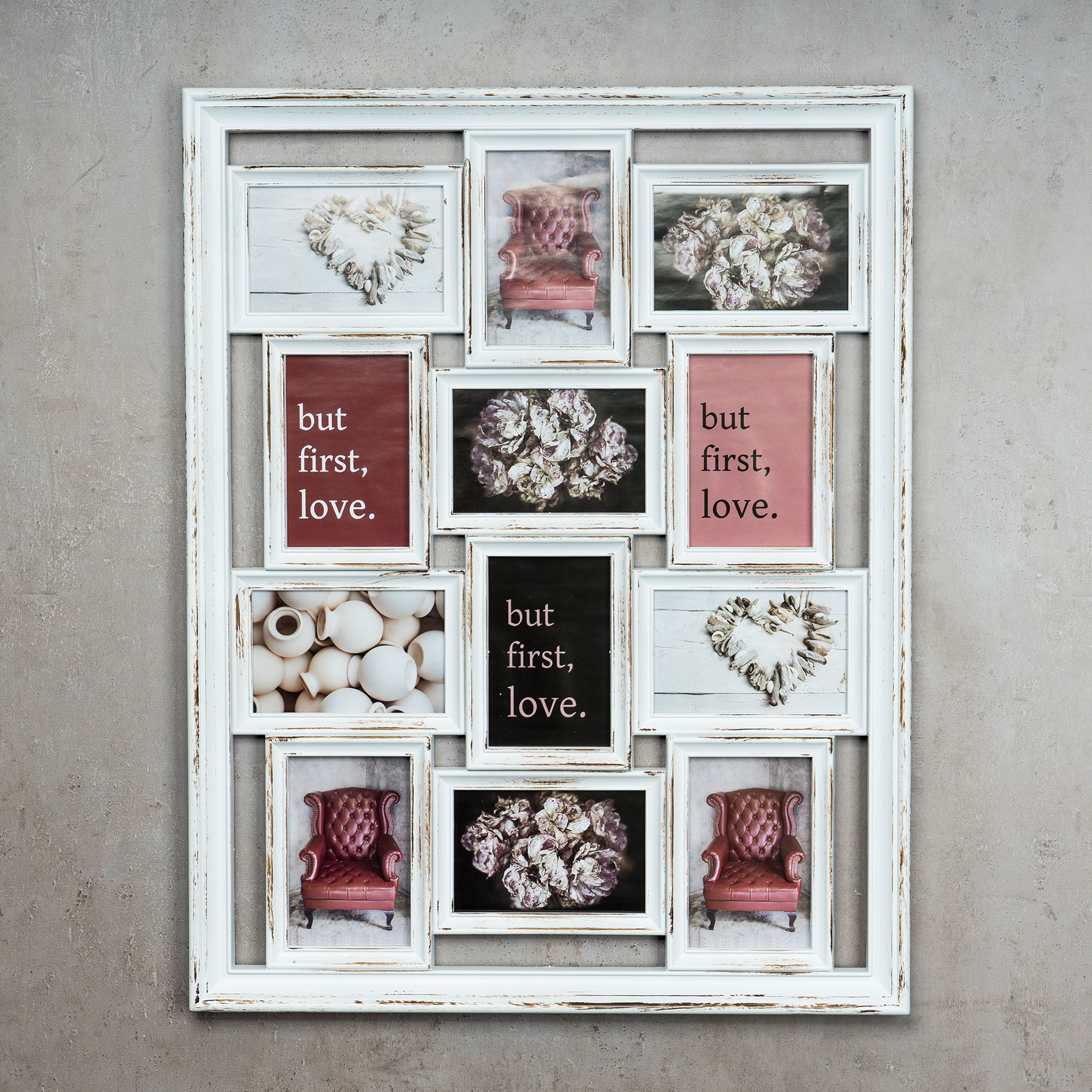 levandeo Bilderrahmen Weiß Collage 52x67cm 12 Fotos 10x15 Shabby Chic Vintage