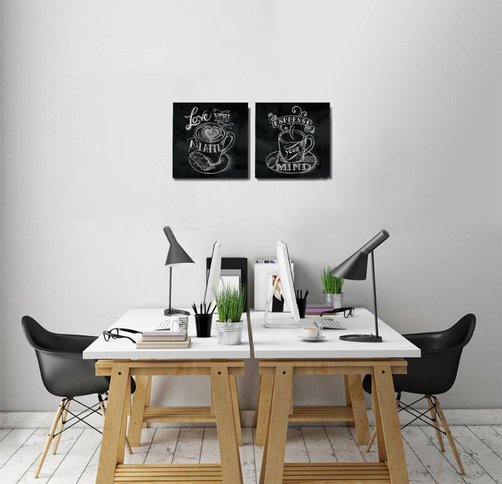 levandeo Glasbild 2er Set je 30x30cm Wandbild Glas Schwaz Weiß Espresso Latte