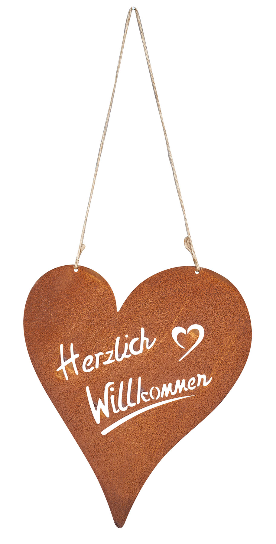 Schild Willkommen Herz 18x20cm Garten-Deko Türschild Edelrost Wandbild