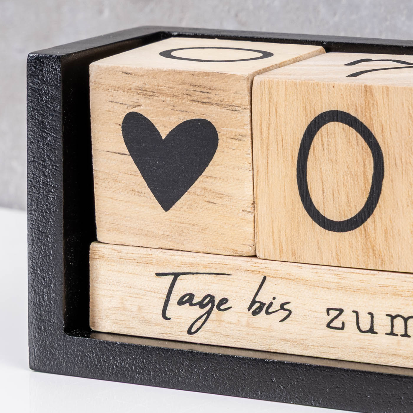 Würfel Countdown Kalender Holz Natur Schwarz Holzkalender Tischkalender Event