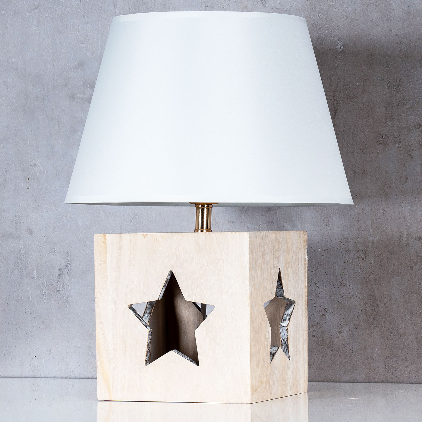 Tischlampe H41cm Stern Weihnachten Deko Leuchte Tischdeko Holzlampe Licht
