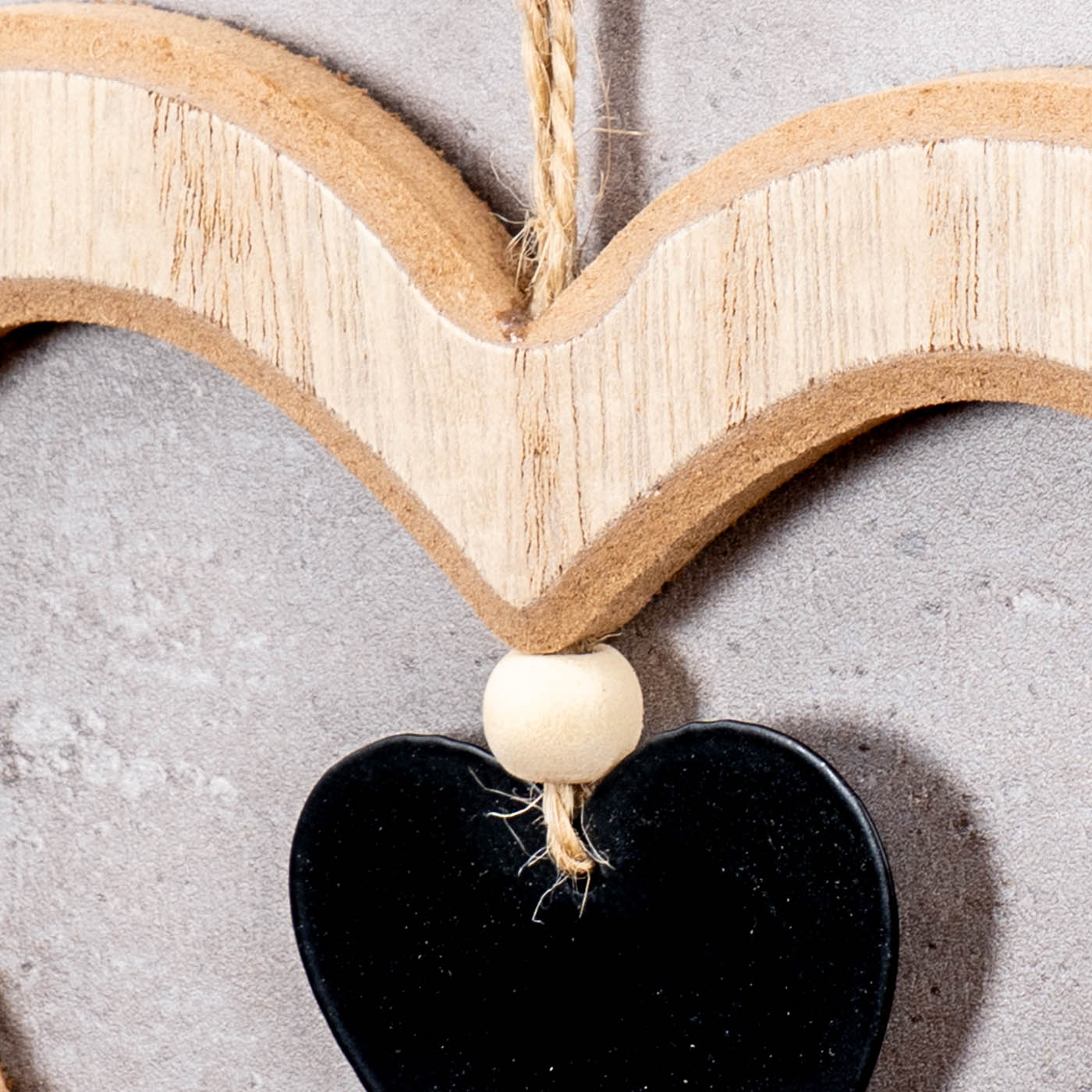 3er Set Herz Anhänger Natur Schwarz MDF Holz Metalldeko Hängedeko Frühling Deko