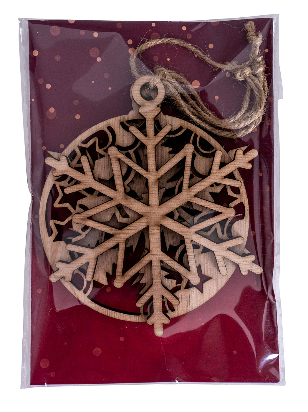 3er Set Deko-Anhänger Weihnachten Holz Birkenholz Eiskristall Kugel Baumschmuck