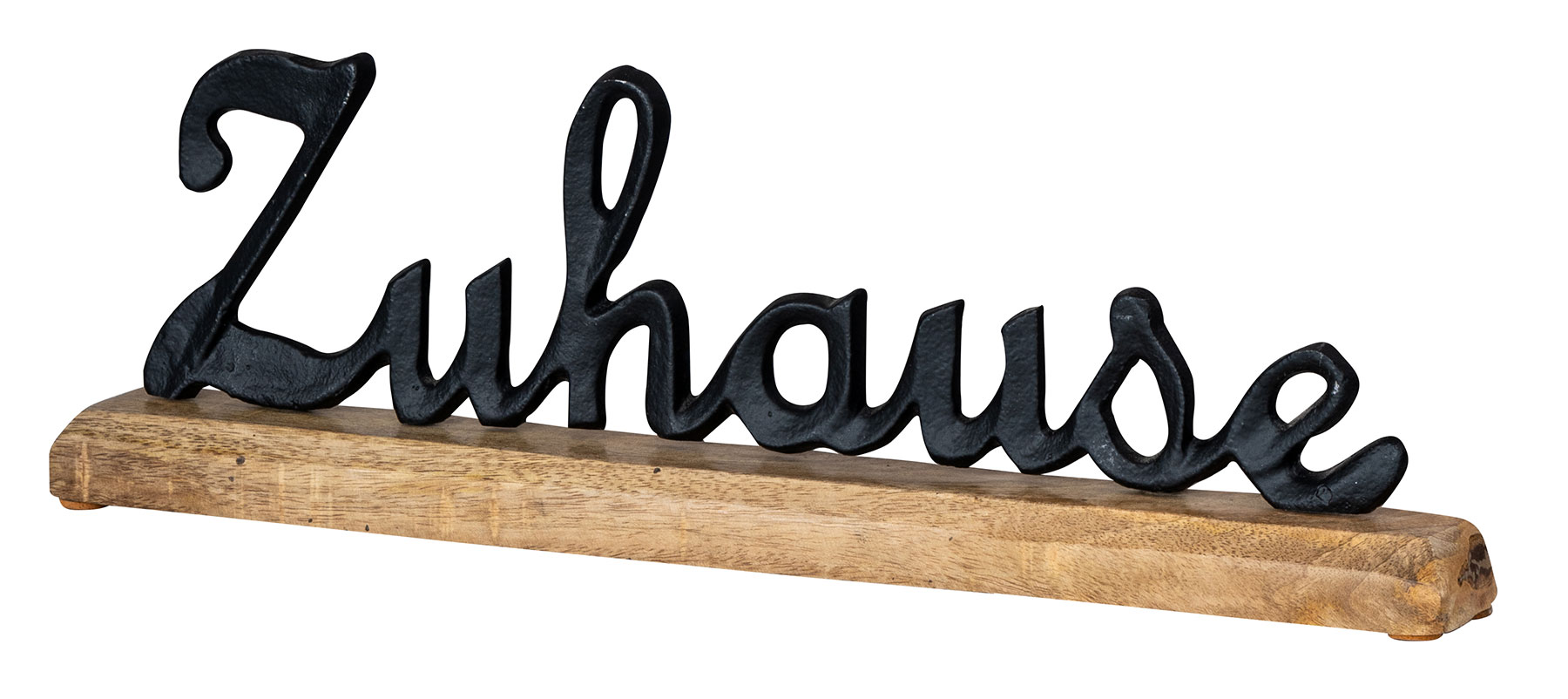 Schriftzug Zuhause L40cm Metall Schwarz Mango Holz Tischdeko Deko Aufsteller