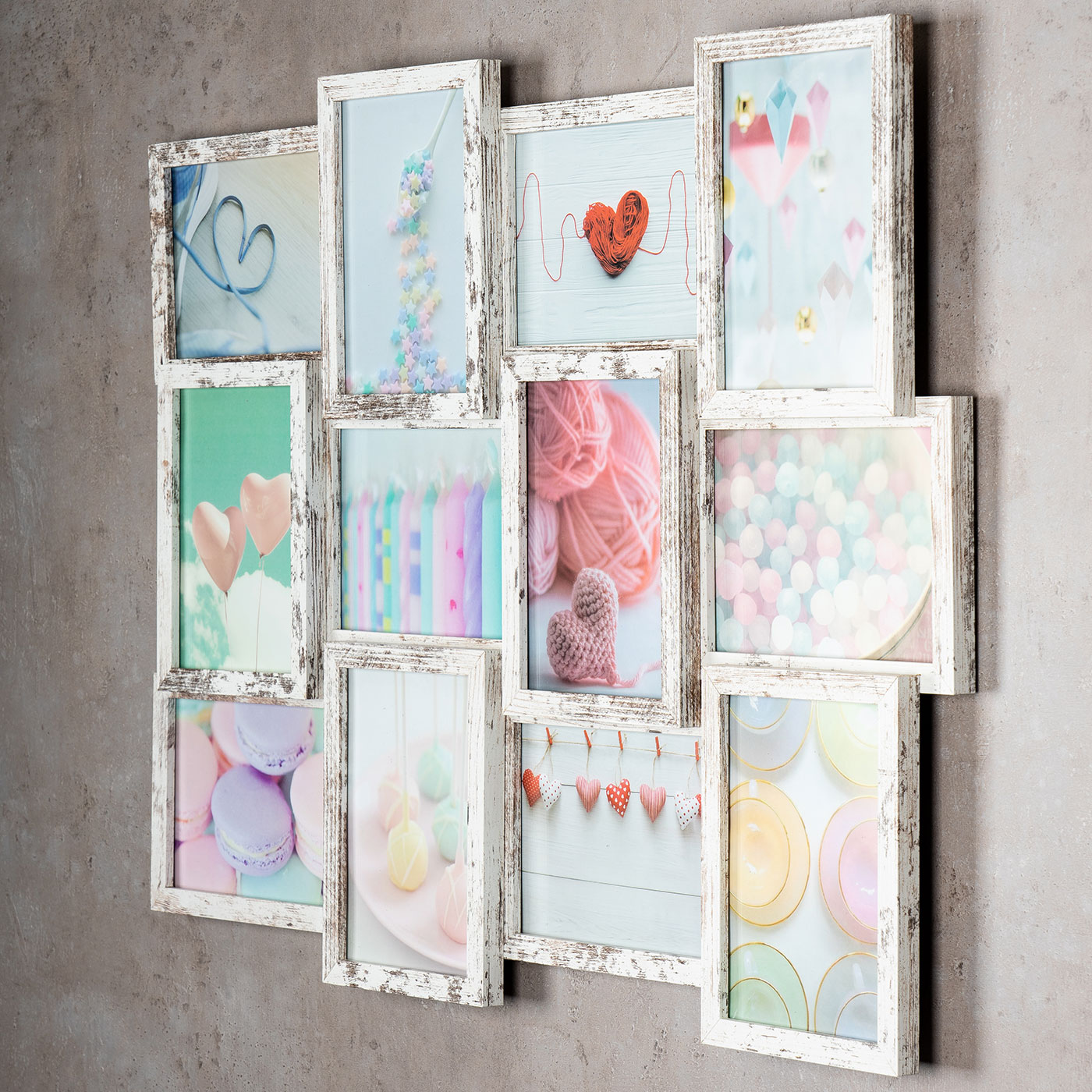 levandeo Bilderrahmen Collage 51x68cm 12 Fotos 13x18 Shabby Chic MDF Holz Glas