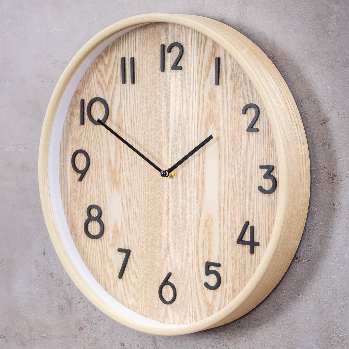 Wanduhr 38cm Rund Natur Schwarz MDF Holzuhr Wanddeko Design Uhr Wandobjekt Deko