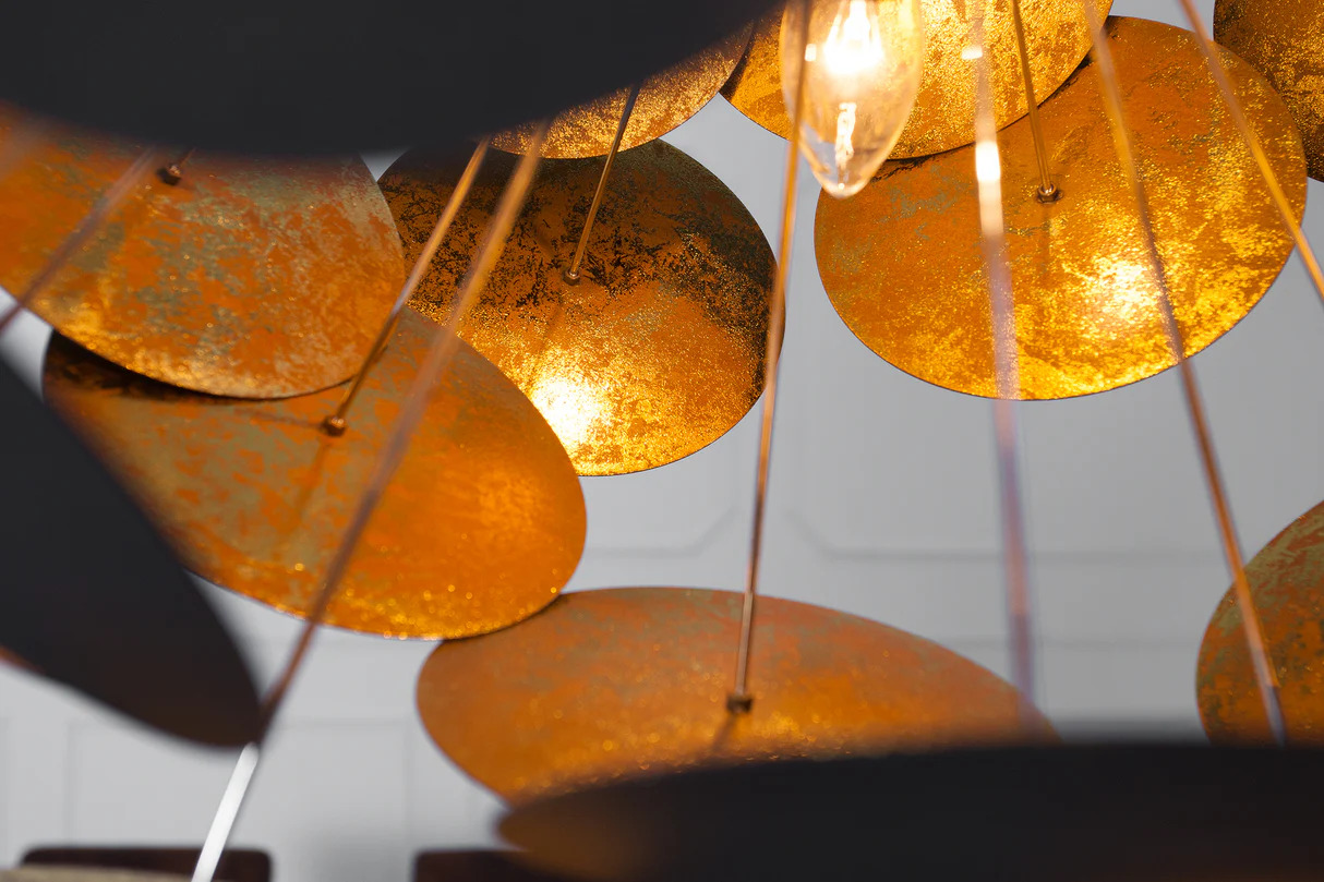 Leuchte Metall Schwarz Gold Design Deckenleuchte Ø 70cm E14 Deckenlampe Hängelampe