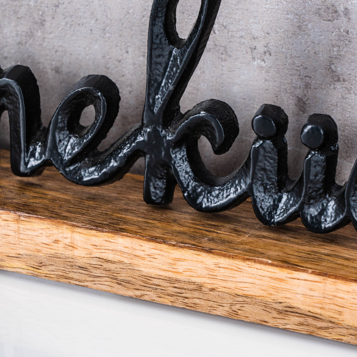 Sterneküche Schriftzug L40cm Metall Schwarz Mango Holz Tischdeko Deko Aufsteller