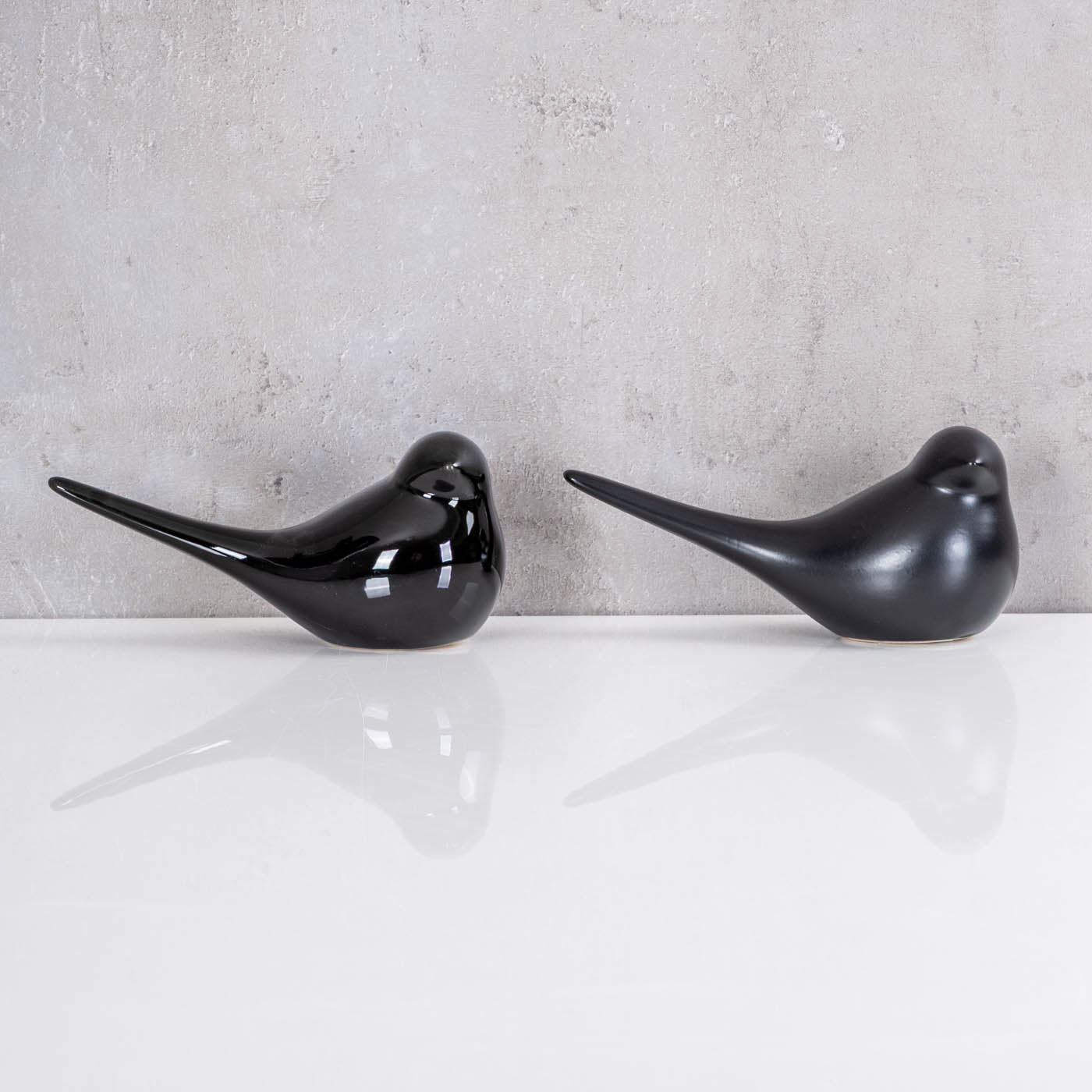 2er Set Dekofigur Vogel Schwarz Porzellan Tischdeko Deko Aufsteller Skulptur