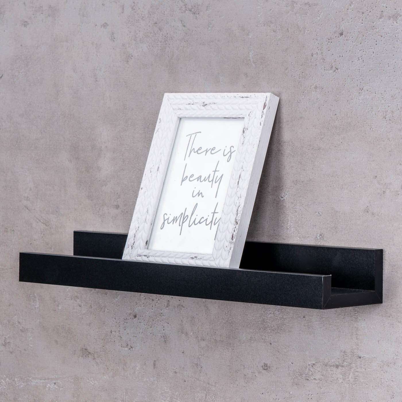 Bilderleiste L40cm Schwarz MDF Holz Wandregal Kurz Wanddeko Hängeregal Dekoregal