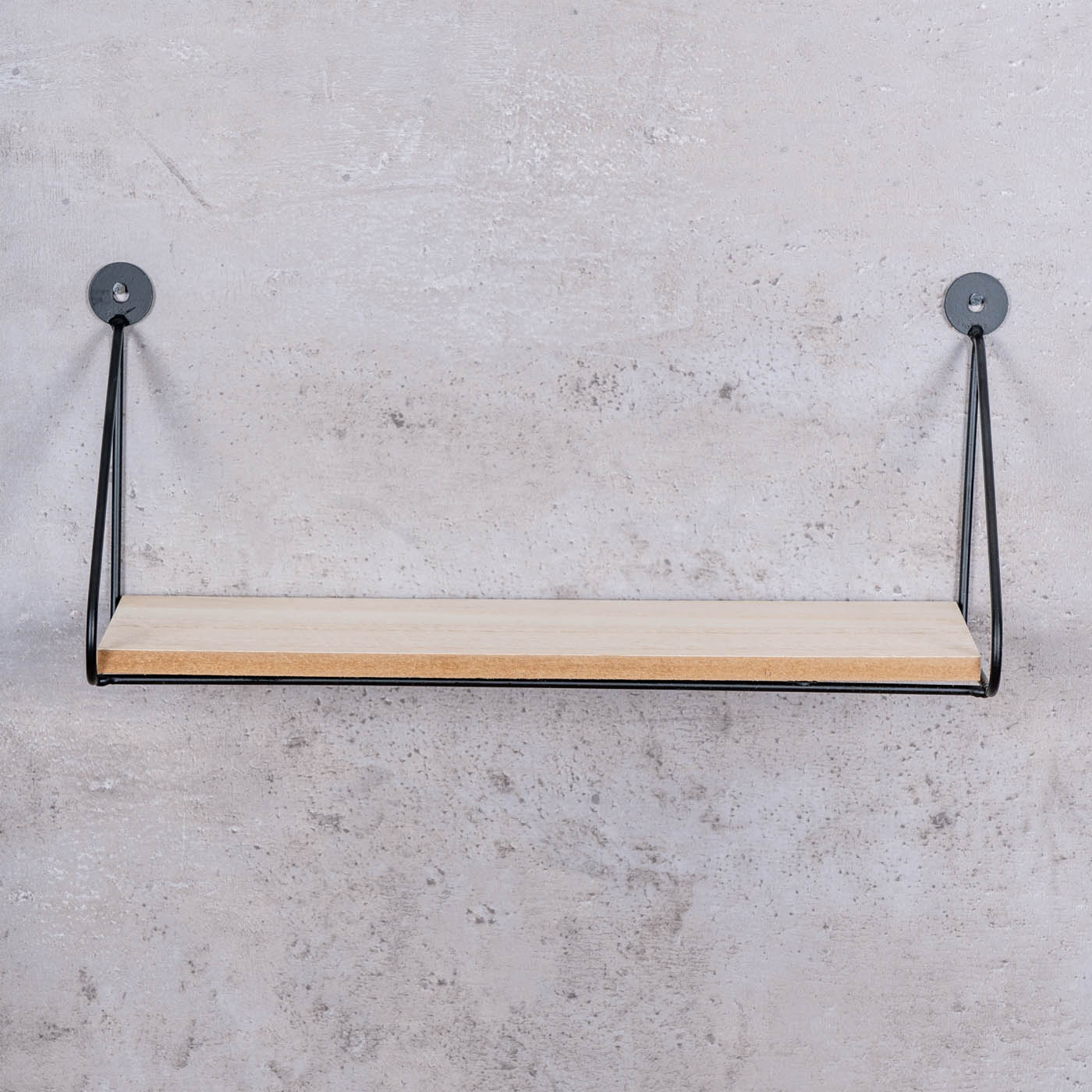 2er Set Wandregal Regal 30x10cm Metall Schwarz Holz MDF Natur Modern Industrie