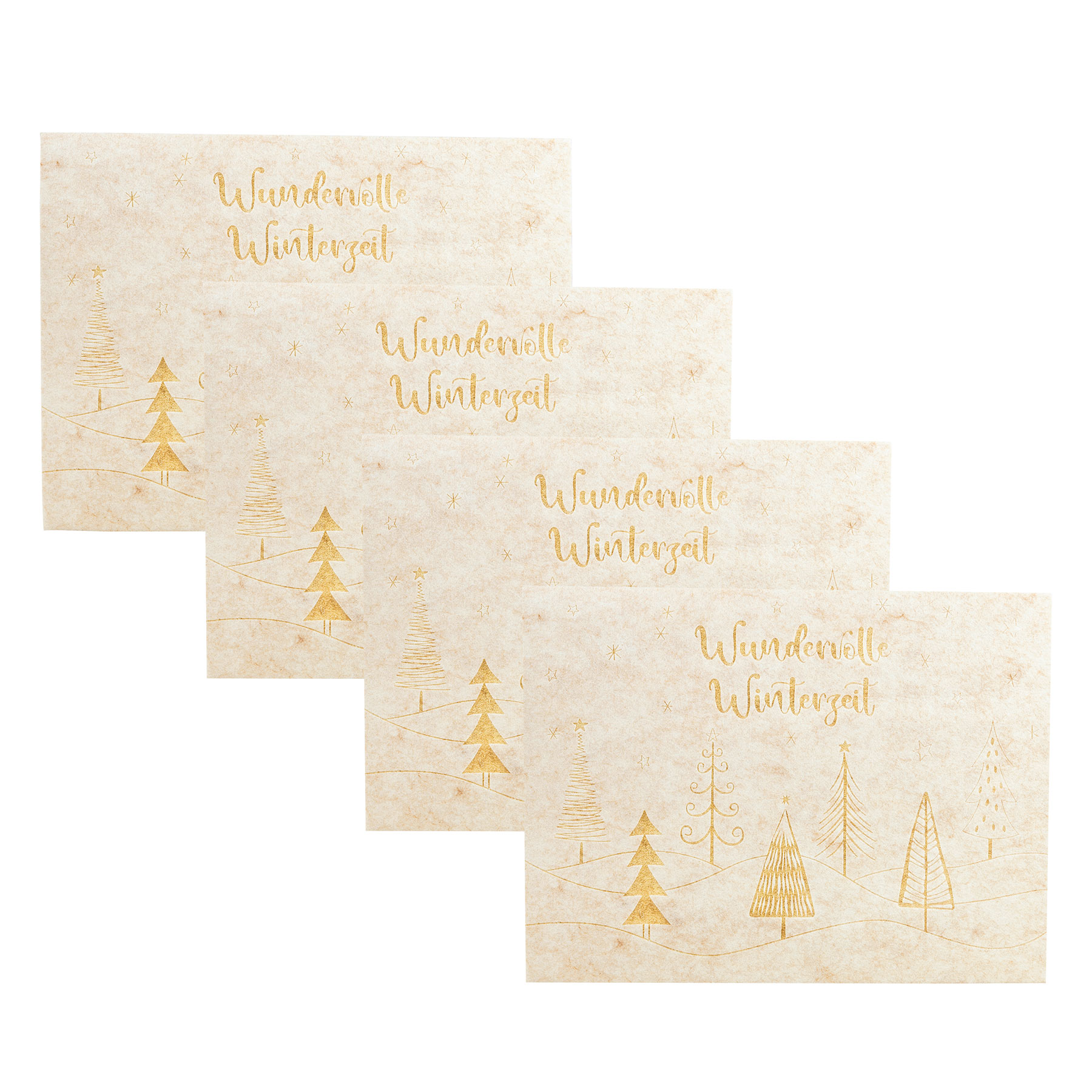 4er Set Platzsets 45x30cm Weihnachten Beige Gold Tannen Wald Tischdeko