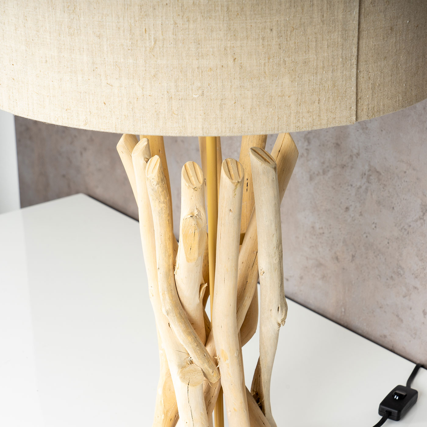 Lampe Tischlampe 62cm Holz Holzlampe Unikat Braun Treibholz Leuchte Deko