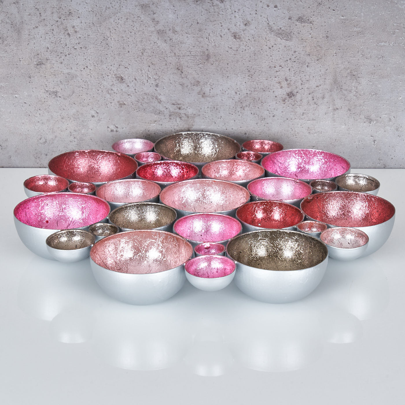 Teelichtschale 30x30cm Metall Pastell Pink Rosa Schale Teelichthalter Kerzenhalter