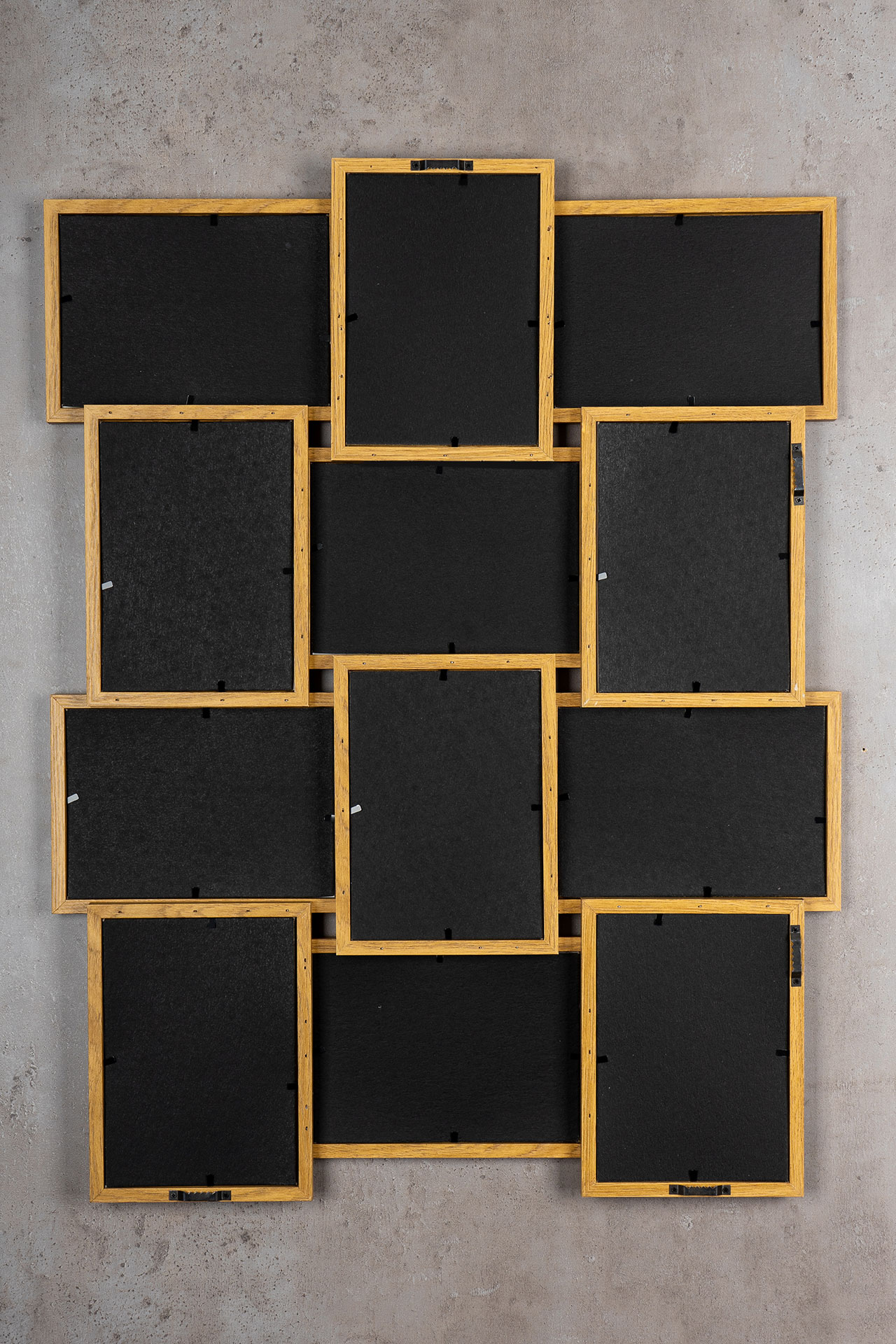 levandeo Bilderrahmen Collage 51x68cm 12 Fotos 13x18 Eiche MDF Holz Glasscheiben