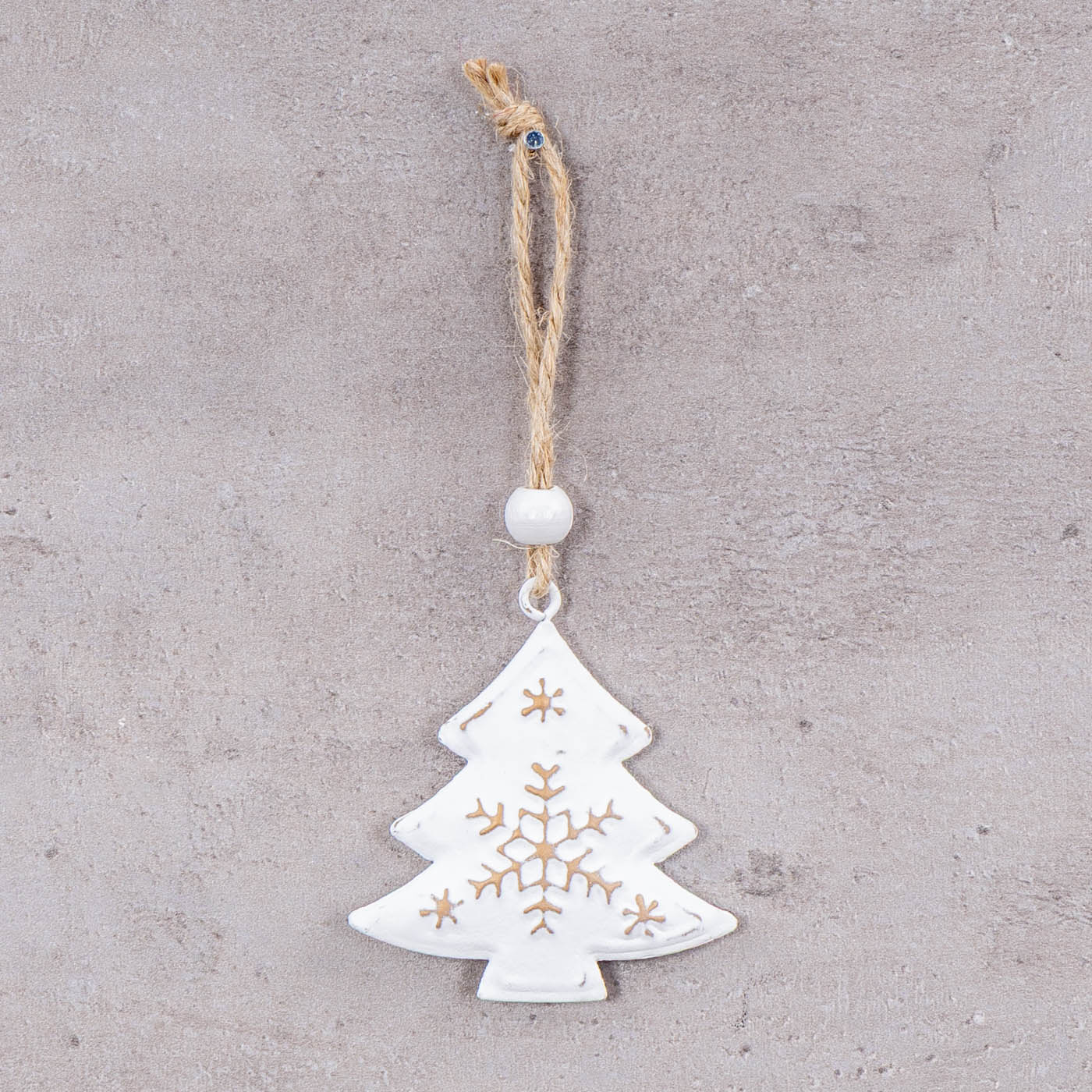 6 Weihnachtsanhänger Metall Weiß Gold Baumschmuck Weihnachtsbaum Stern Herz Deko