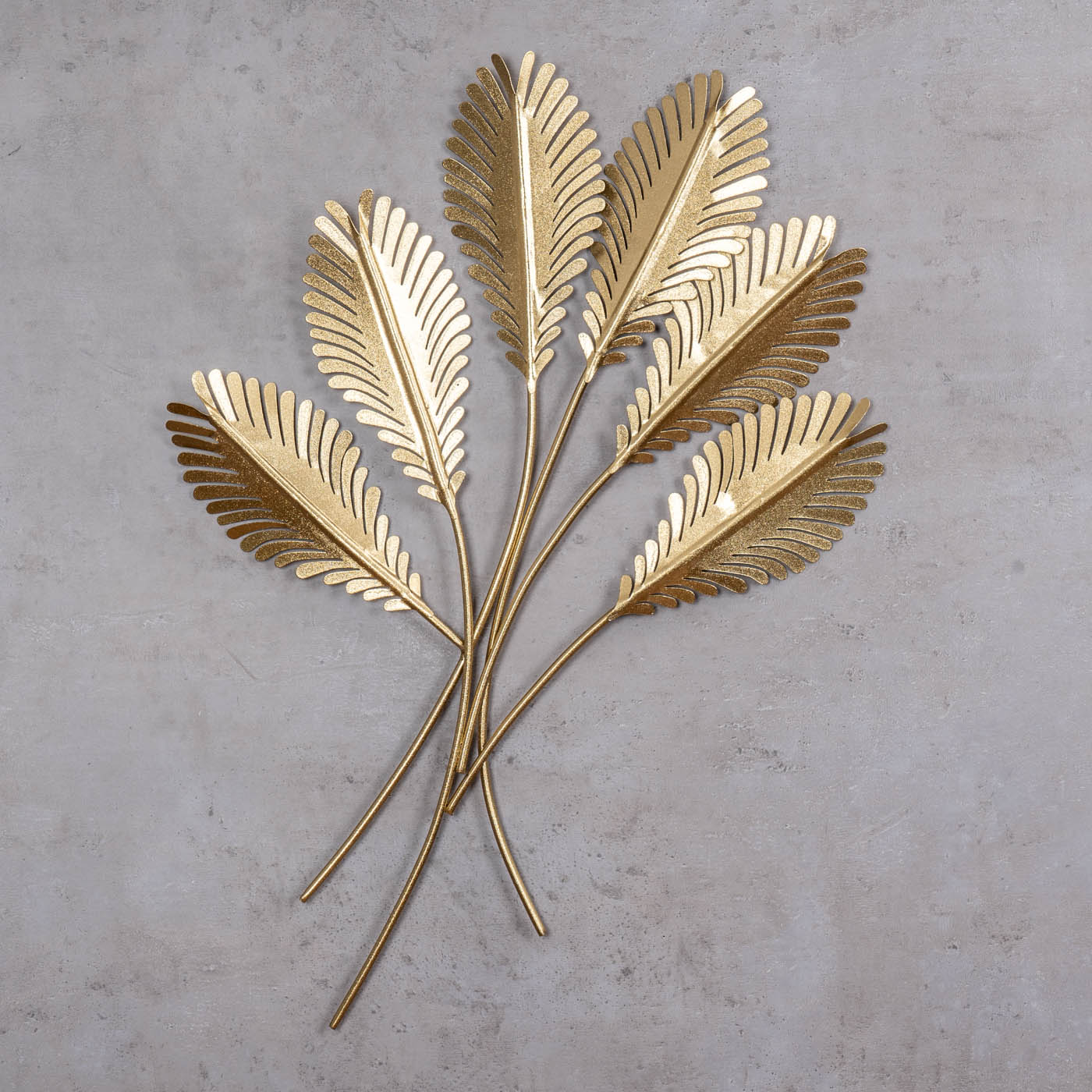 Blätter Wandkunst Gold H72cm 3D Metallbild Wandbild Metall Wanddeko Floral Deko