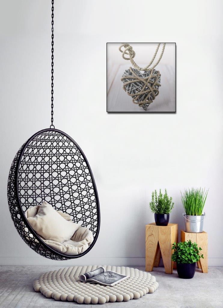 levandeo 2er Set Glasbild je 30x30cm Wandbild Glas Herz vintage shabby chic