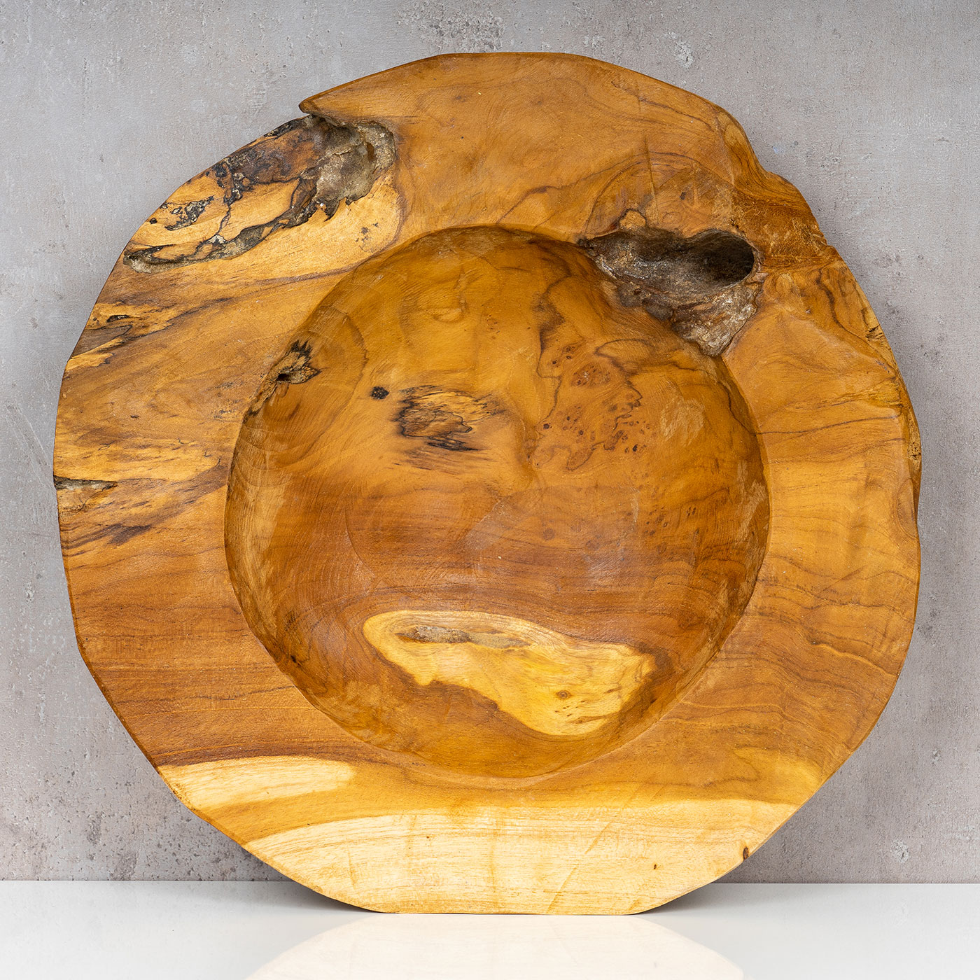 Schüssel Schale Teakholz 40cm Teak Massiv Holz Obstschale Holzschale Dekoschale