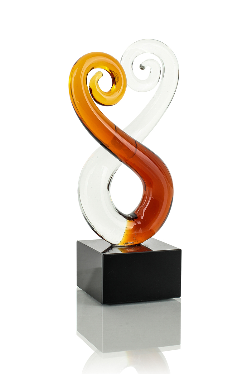 Designer Skulptur aus Glas Design Glasskulptur Unikat gold 15x5cm