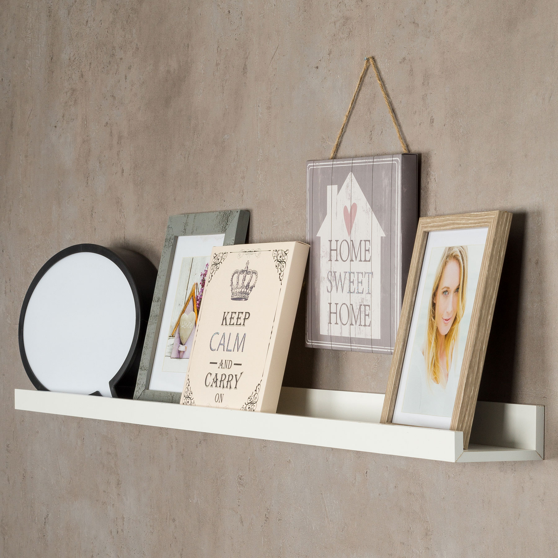 Bilderleiste Weiß 110cm lang MDF Holz Bilderschiene Galerieschiene Wandregal