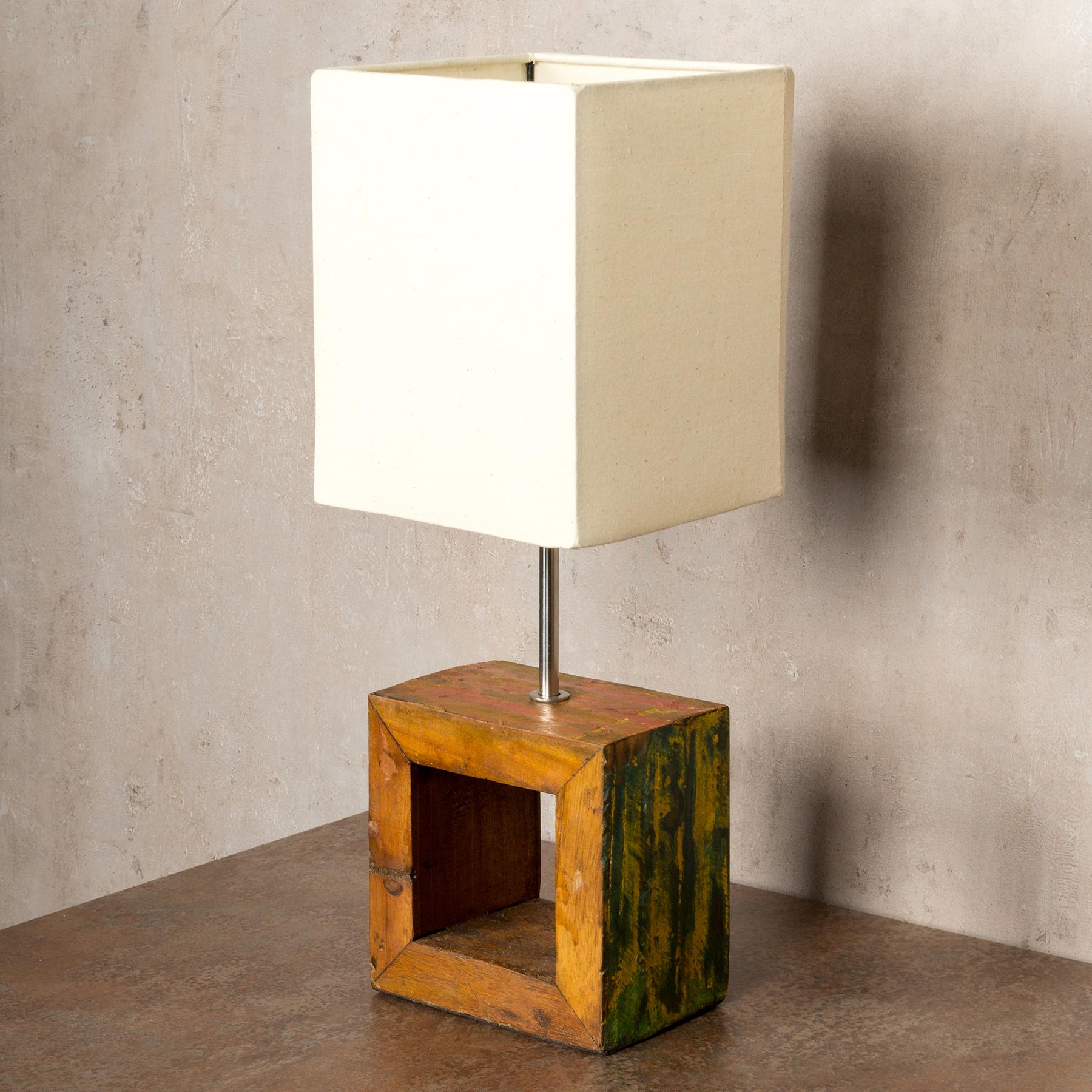 Tischlampe 16 x 45 x 16 cm Treibholz Tischleuchte Holz Lampe Teakholz Deko