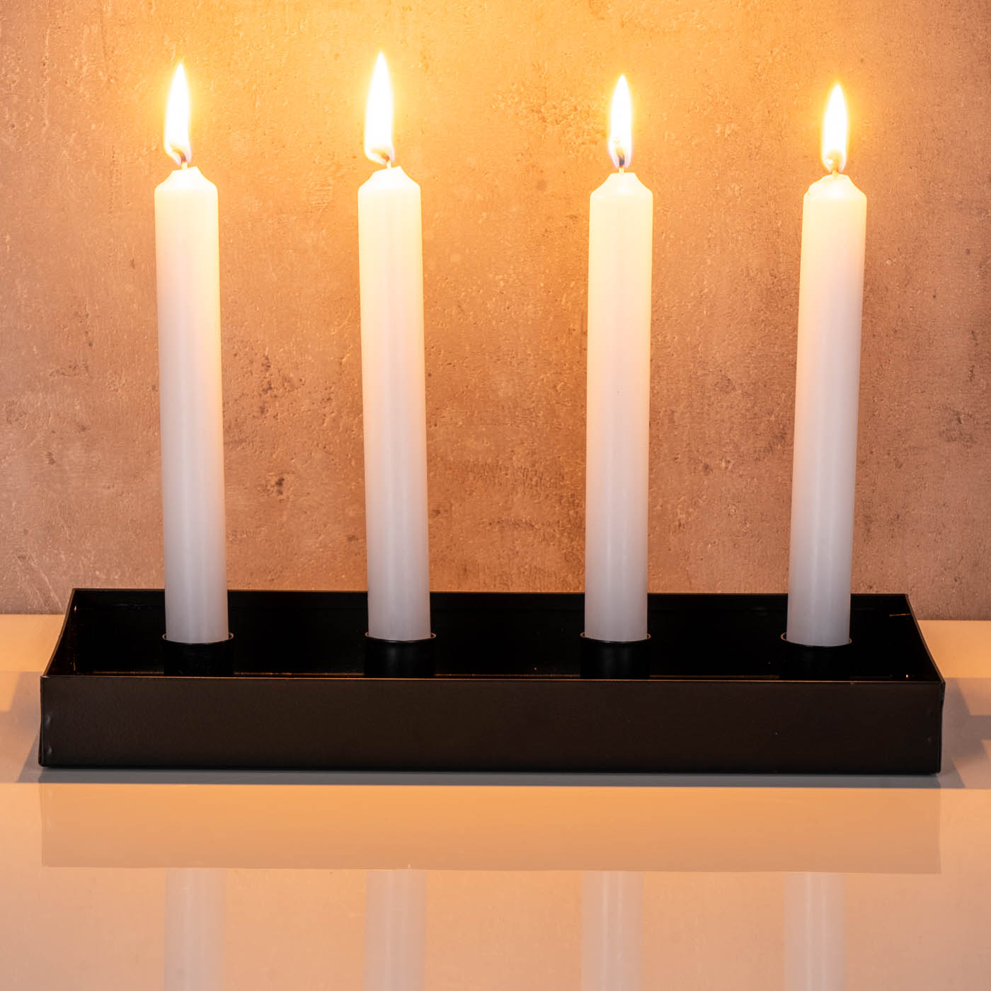 Kerzenhalter Metall Schwarz Deko Kerzenständer Adventskranz Tischdeko Tablett