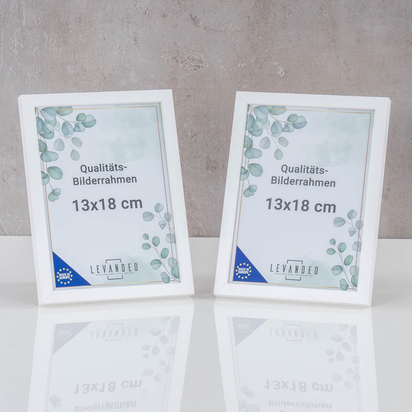 Bilderrahmen Echtholz Made in EU 13x18 Weiß Glasscheibe Fotorahmen Kiefernholz