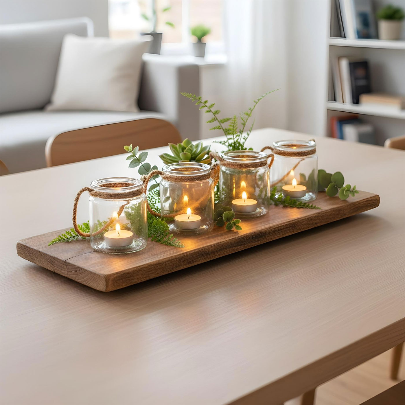 4er Set Teelichthalter Glas H10cm Klar Transparent Windlicht Tischdeko Kerzen