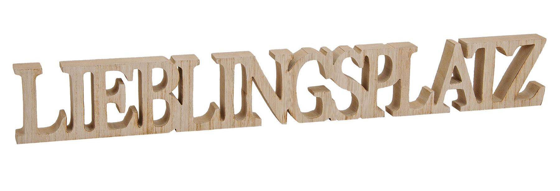 Buchstaben Lieblingsplatz 60x8x2,5cm Holz Natur Braun Schriftzug