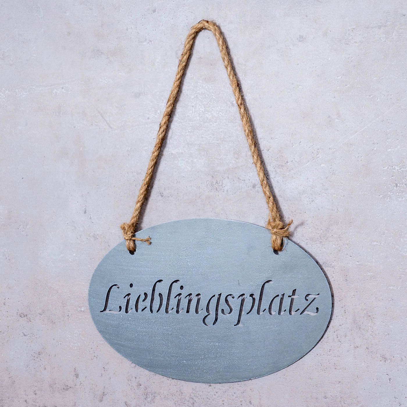 Lieblingsplatz Schild 30x18cm Garten-Deko Anhänger Türschild Beton Grau Wandbild