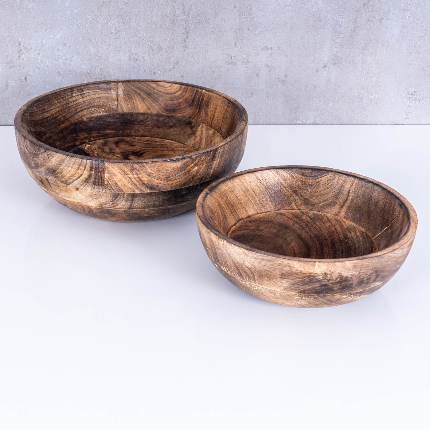 2er Set Schüssel D19-23cm Mango Holz Braun Natur Unikat Tischdeko Dekoschale
