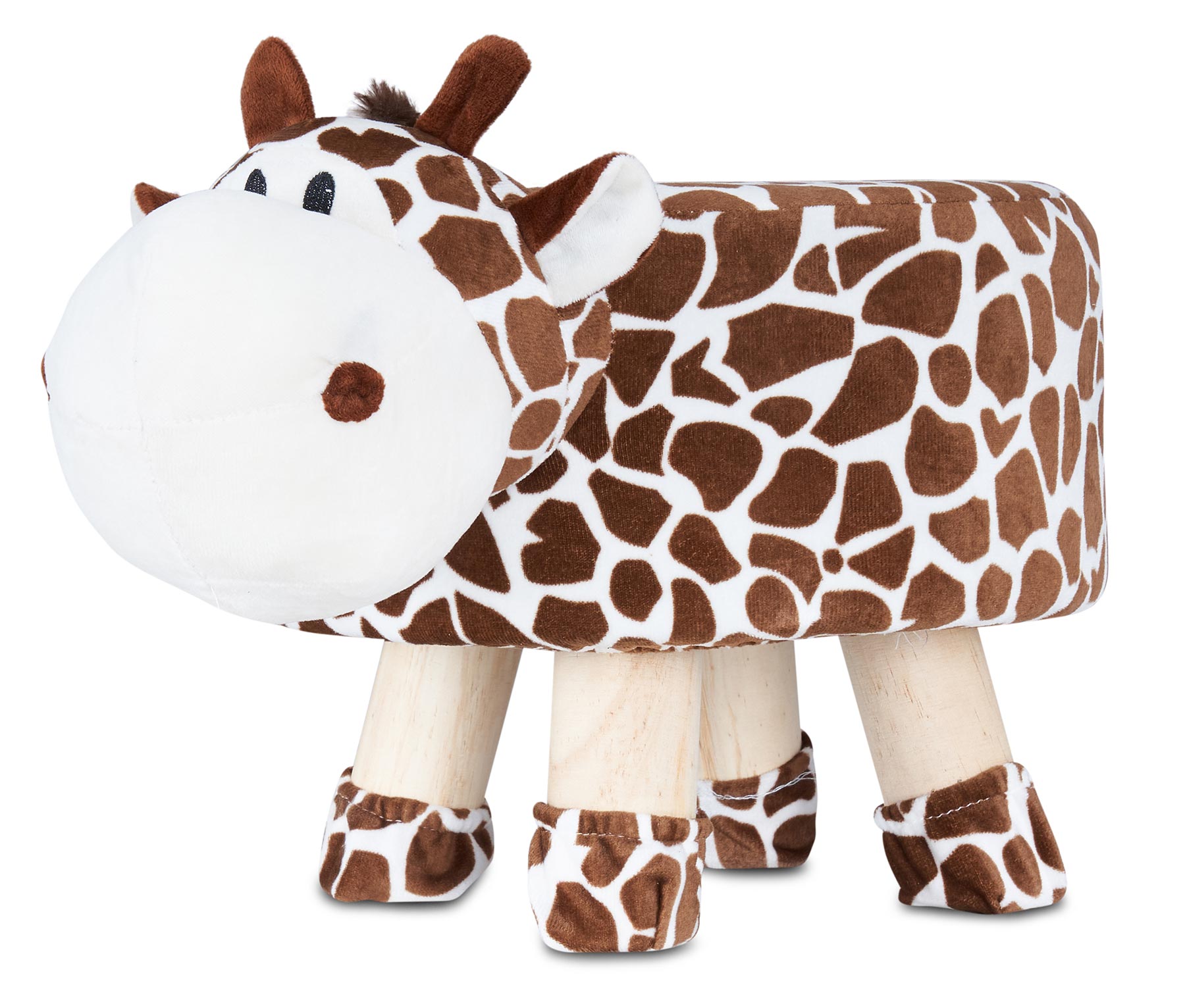 Hocker Giraffe H25cm Braun Weiß  Plüsch Polsterhocker Kinderzimmer Tierhocker
