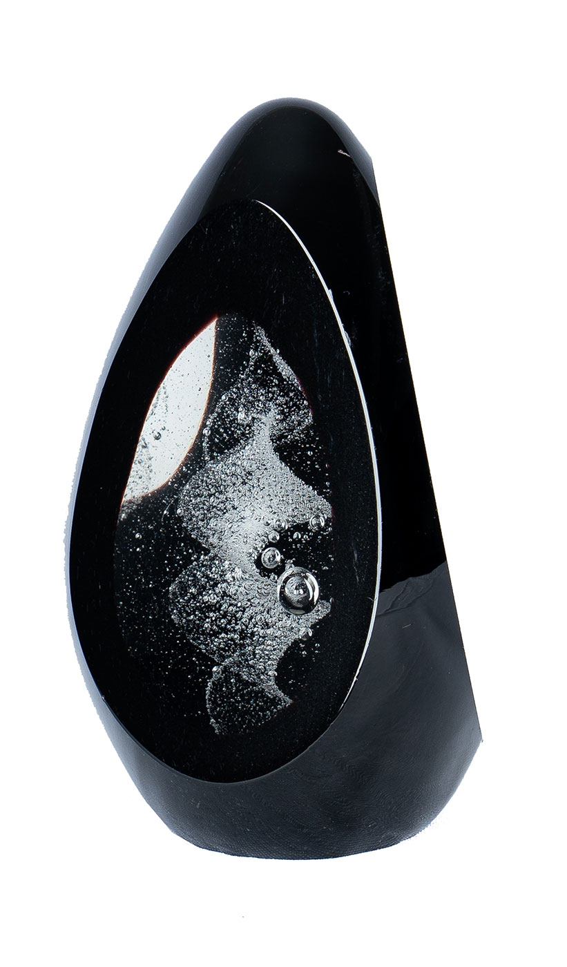 Design Glas Skulptur H15cm Schwarz Weiß Kunst Unikat Briefbeschwerer Deko Figur