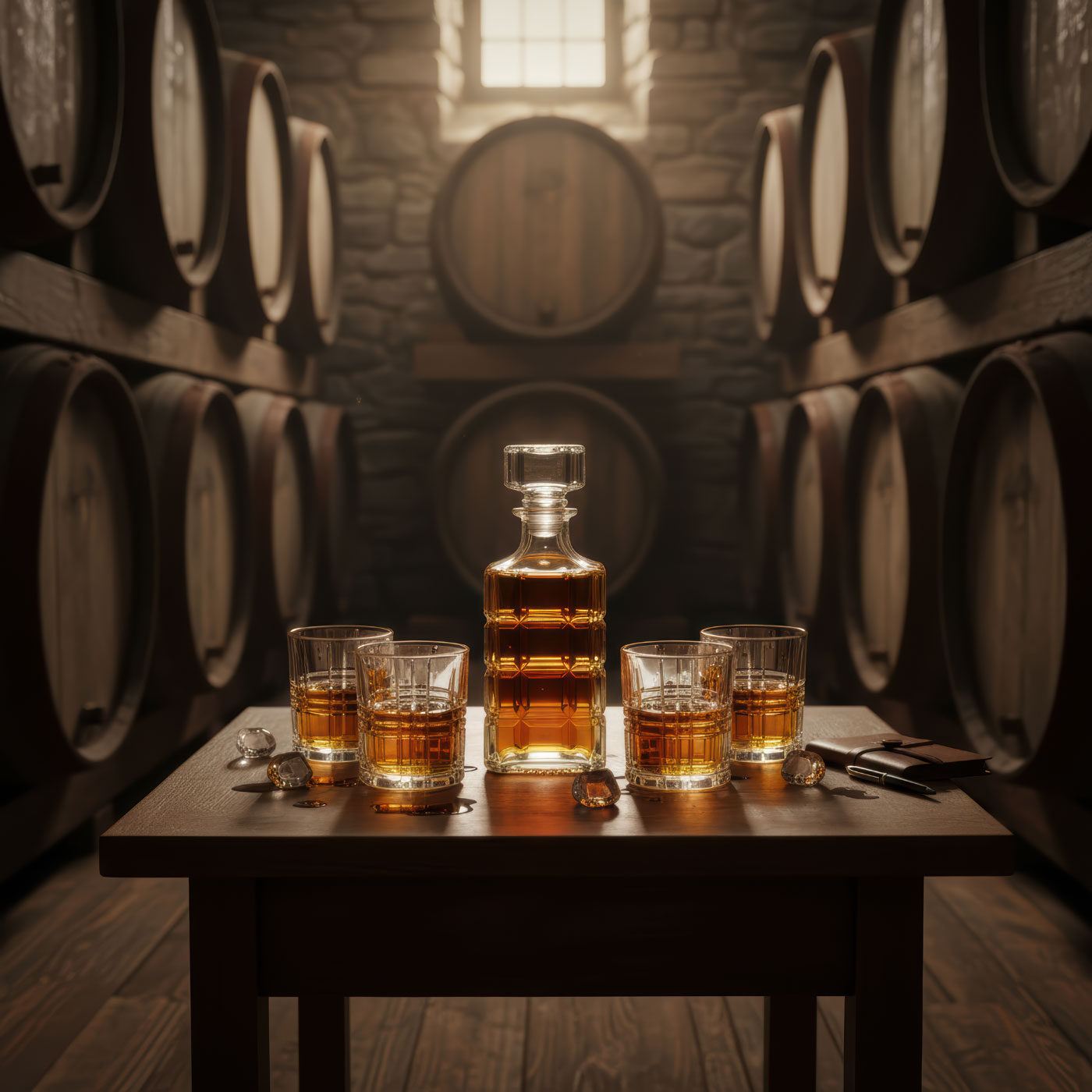Whisky Karaffe Set 900ml 4 Whiskygläser 300ml Geschenkset Dekanter Glasflasche