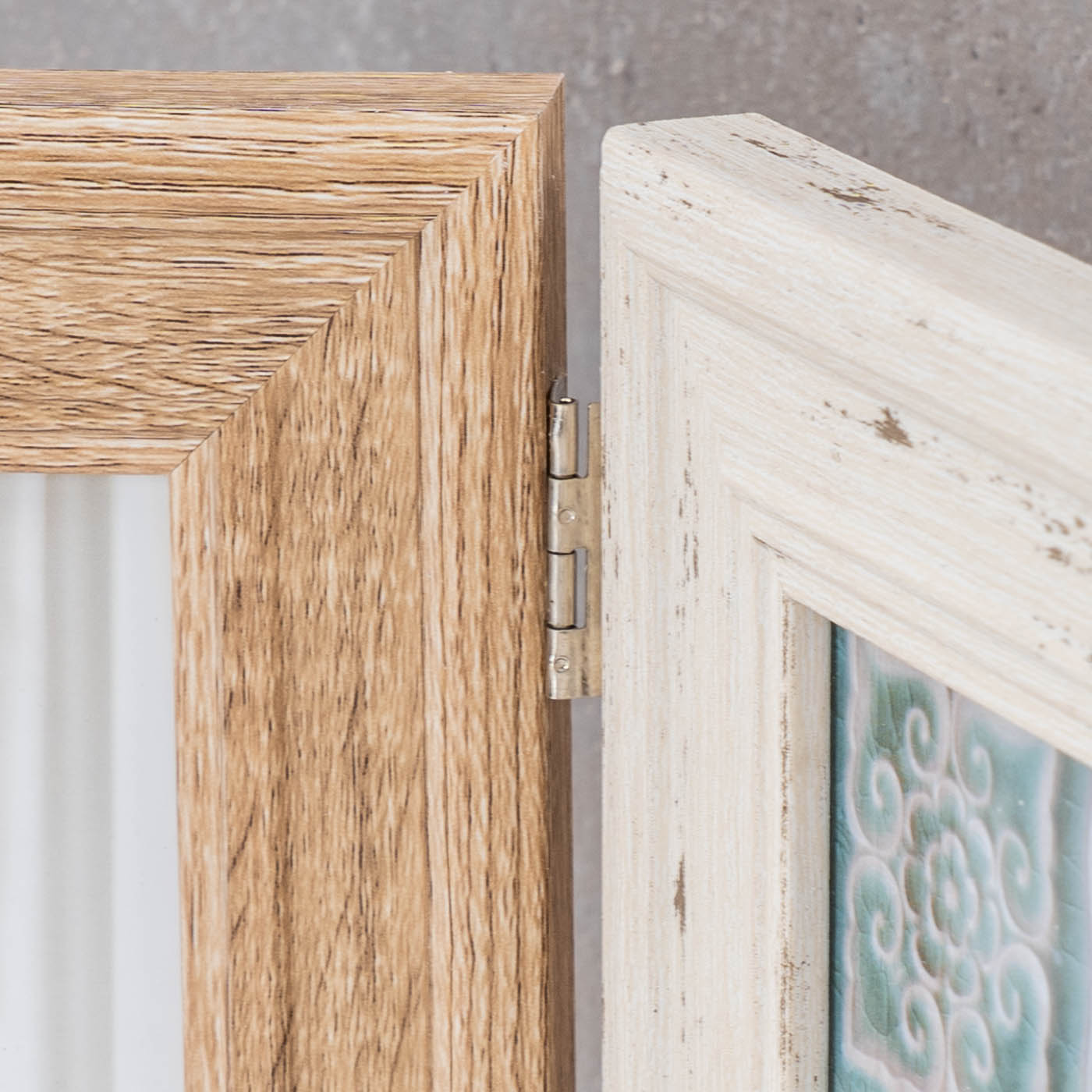 Fotoaufsteller 3 Fotos 10x15 MDF Holz Natur Shabby Chic Vintage Bilderrahmen