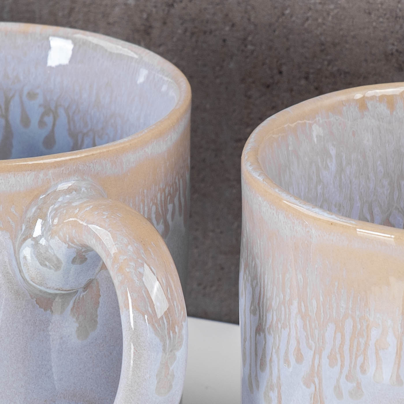 4er Set Steingut Becher 350ml Tasse Grau Kaffeepott Tasse Modern Design Küche