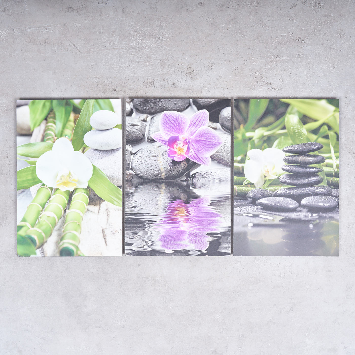 3er Set Wandbild je 20x30cm Aluminium Dibond Orchideen Wellness Deko Wanddeko
