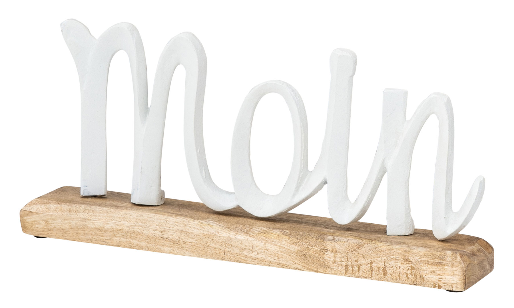 Schriftzug Moin L33cm Metall Weiß Mango Holz Tischdeko Deko Aufsteller Maritim