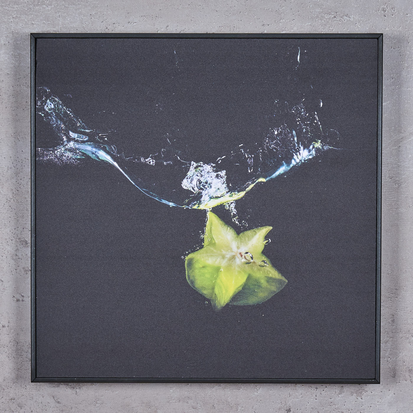 3er Set Wandbild je 30x30cm Rahmen Schwarz Früchte im Wasser Wanddeko Kunstdruck