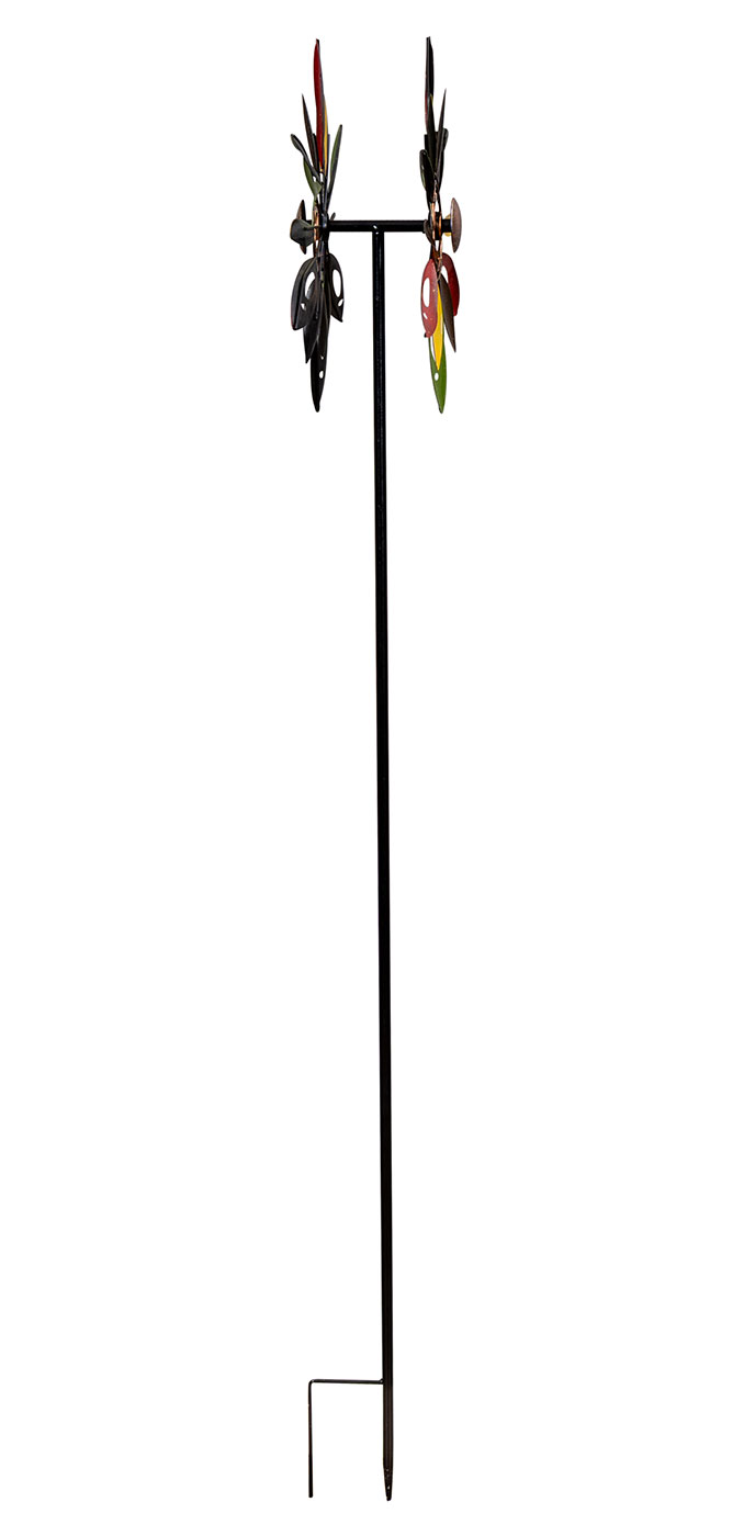Gartenstecker Metall Windrad H120cm Blume Bunt Gartendeko Windmühle Windspiel