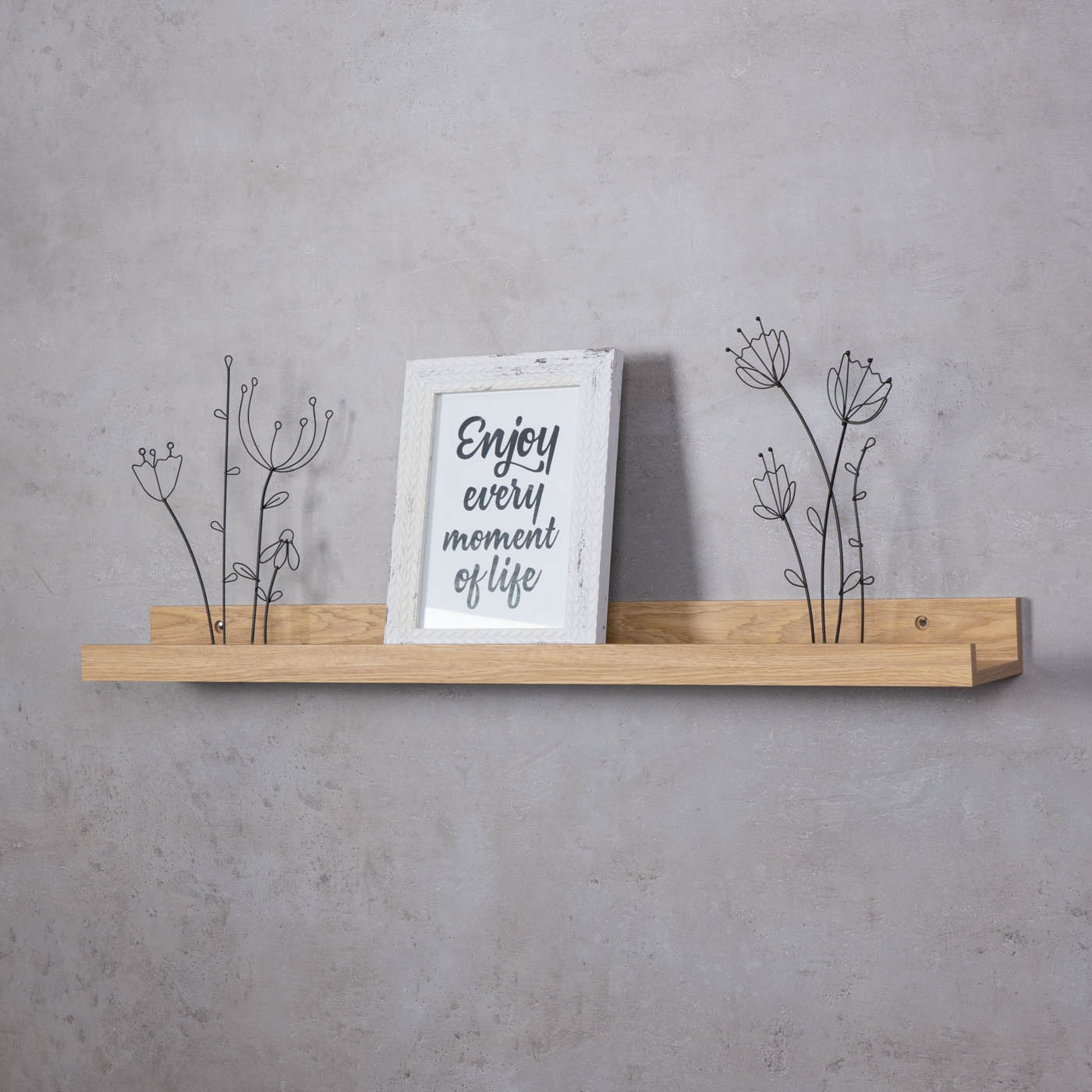 Bilderleiste Eiche Braun L70cm MDF Holz Wandregal Schmal Wanddeko Hängeregal