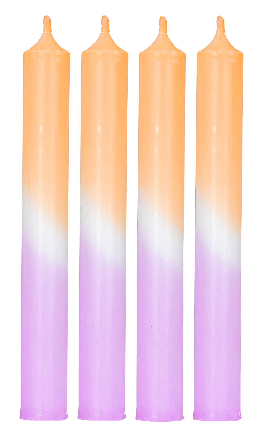 4er Set Stabkerzen H20cm Orange Weiß Rosa Farbverlauf Dip Dye Kerzen Tischdeko