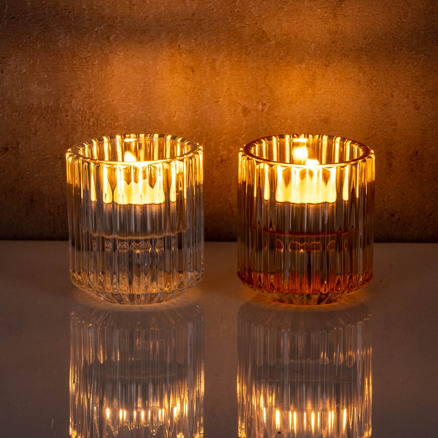 2er Set Kerzenständer Stabkerzen Glas Transparent 2in1 Kerzenhalter Tischdeko