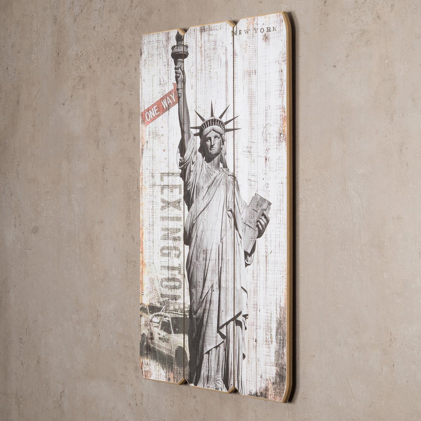 Wandbild aus Holz USA New York Freiheitsstatue Wandschild Holzbild