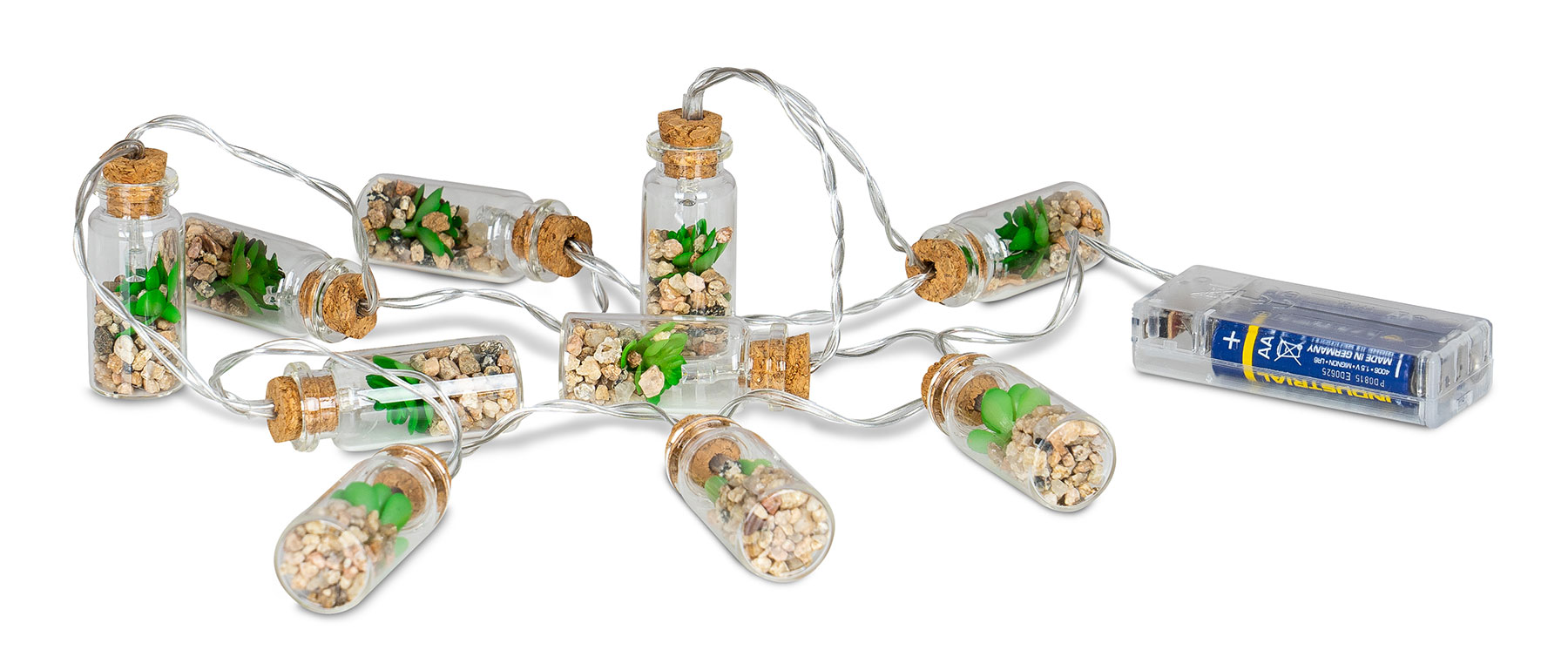 Lichterkette Innen 10 LED Lampe Sukkulenten Gläser Pflanzen Kunstpflanze Deko