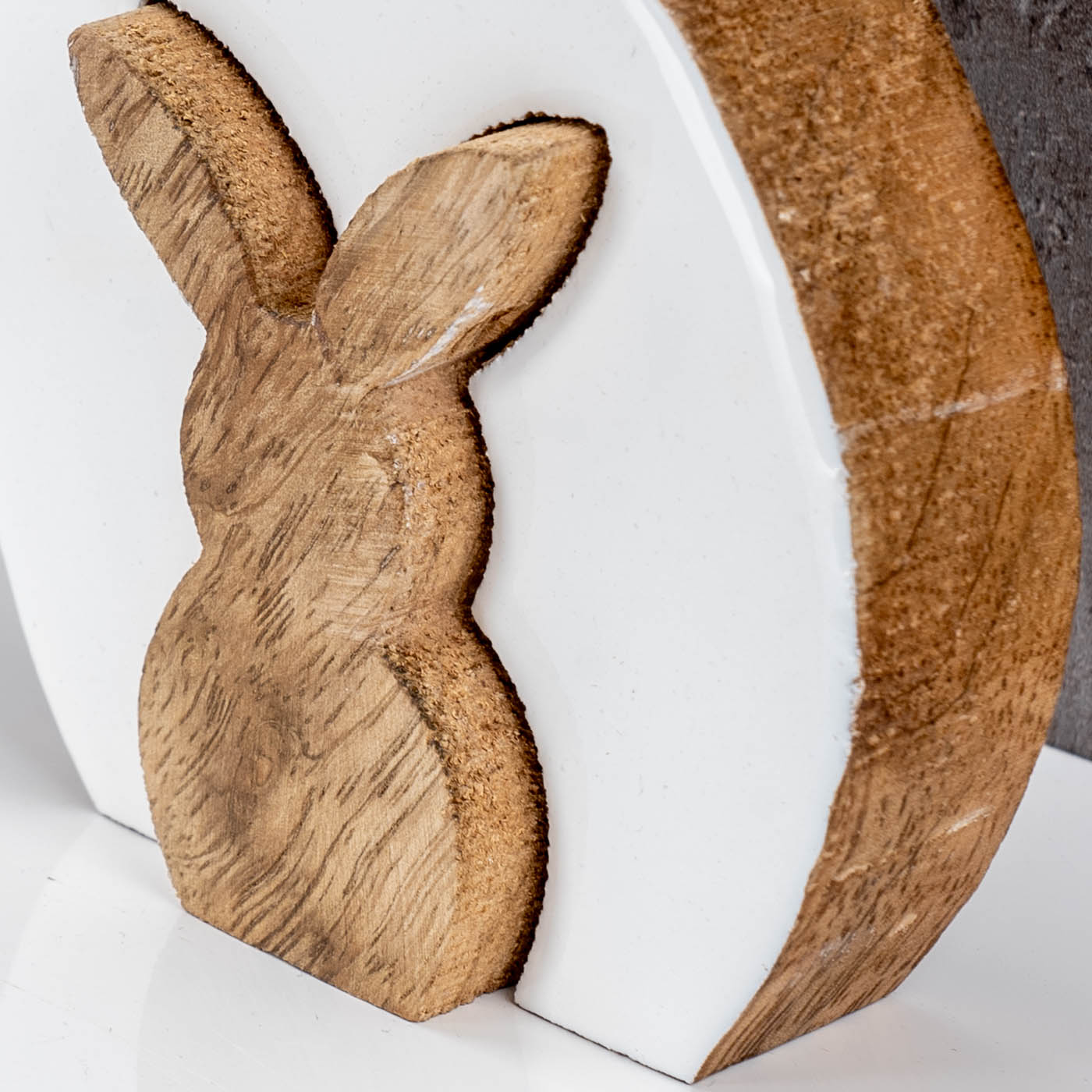 Deko Hase 2er Set H20cm Mango Holz Natur Weiß Tischdeko Frühling Ostern Deko